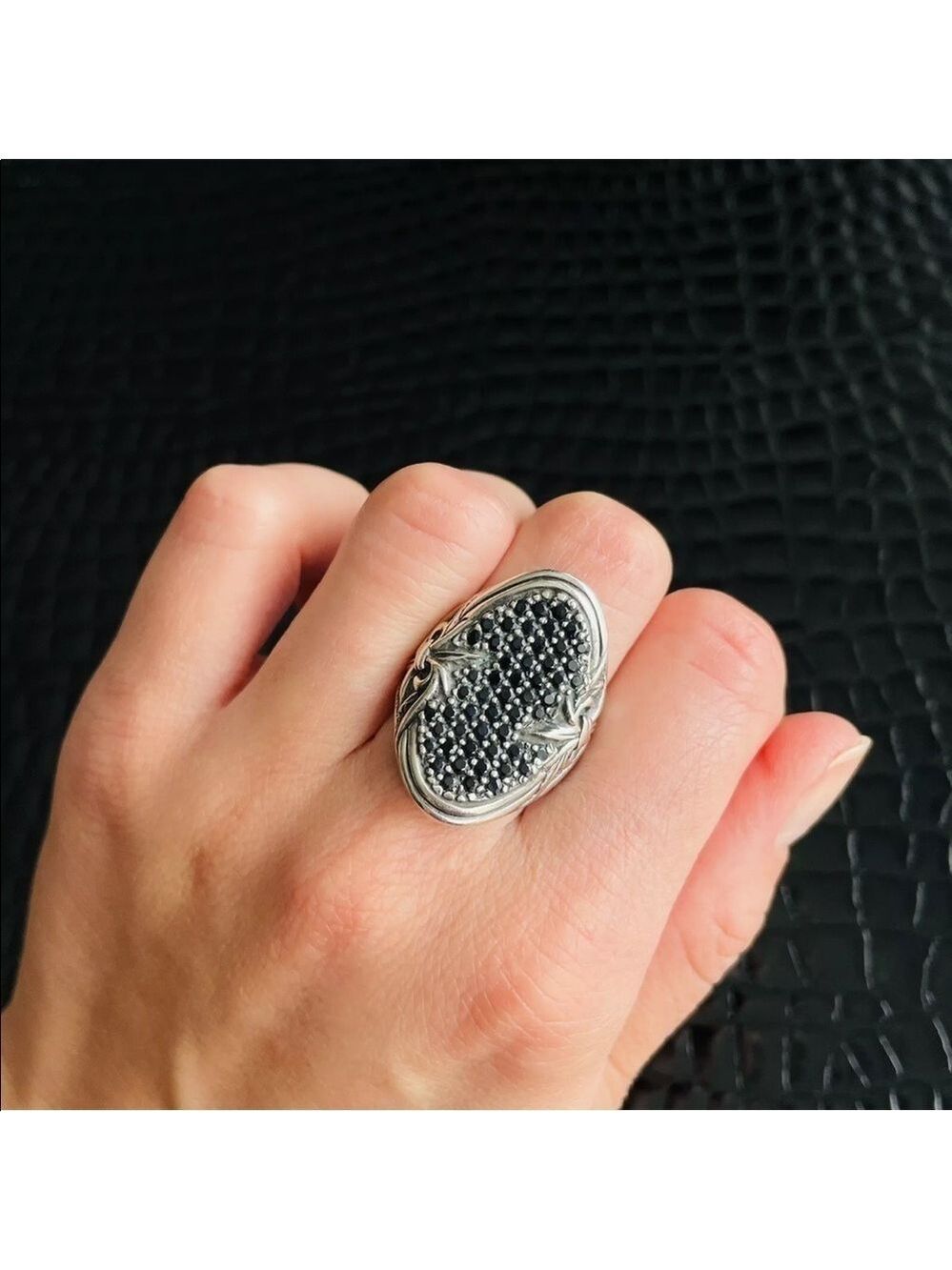 Scott Kay Black Sapphire Concave Sterling Silver Ring